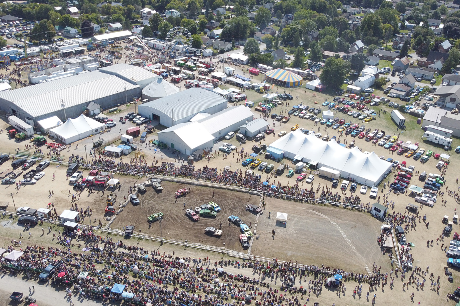 Crowds gather at the Shawville fairgrounds for the annual demolition derby on Monday.