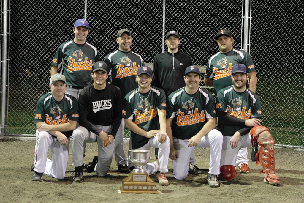 Winners of the John Atkinson Memorial Trophy, back Row: Ryan Nugent, Mark Richardson, Cris Hearty, Marc Lavigne, front Row: Jeff Tanguay, Hunter Lukacs-Hitz, Andy MacIntyre, Joran Graham, Scott Conroy