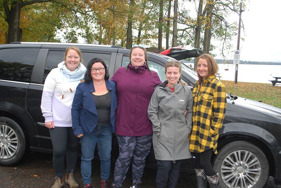 Pictured from left to right are: Katie Taylor, Jen Russell, Amy Taylor, Jen Rusenstrom and Kari Richardson, who were the first participants out of the gate at the Bristol car rally and scavenger hunt .