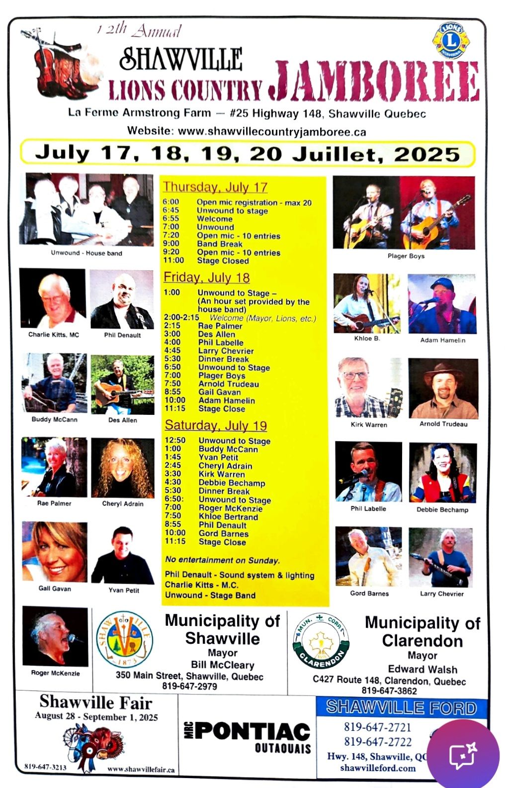 12th Annual Shawville Lions Country Jamboree
