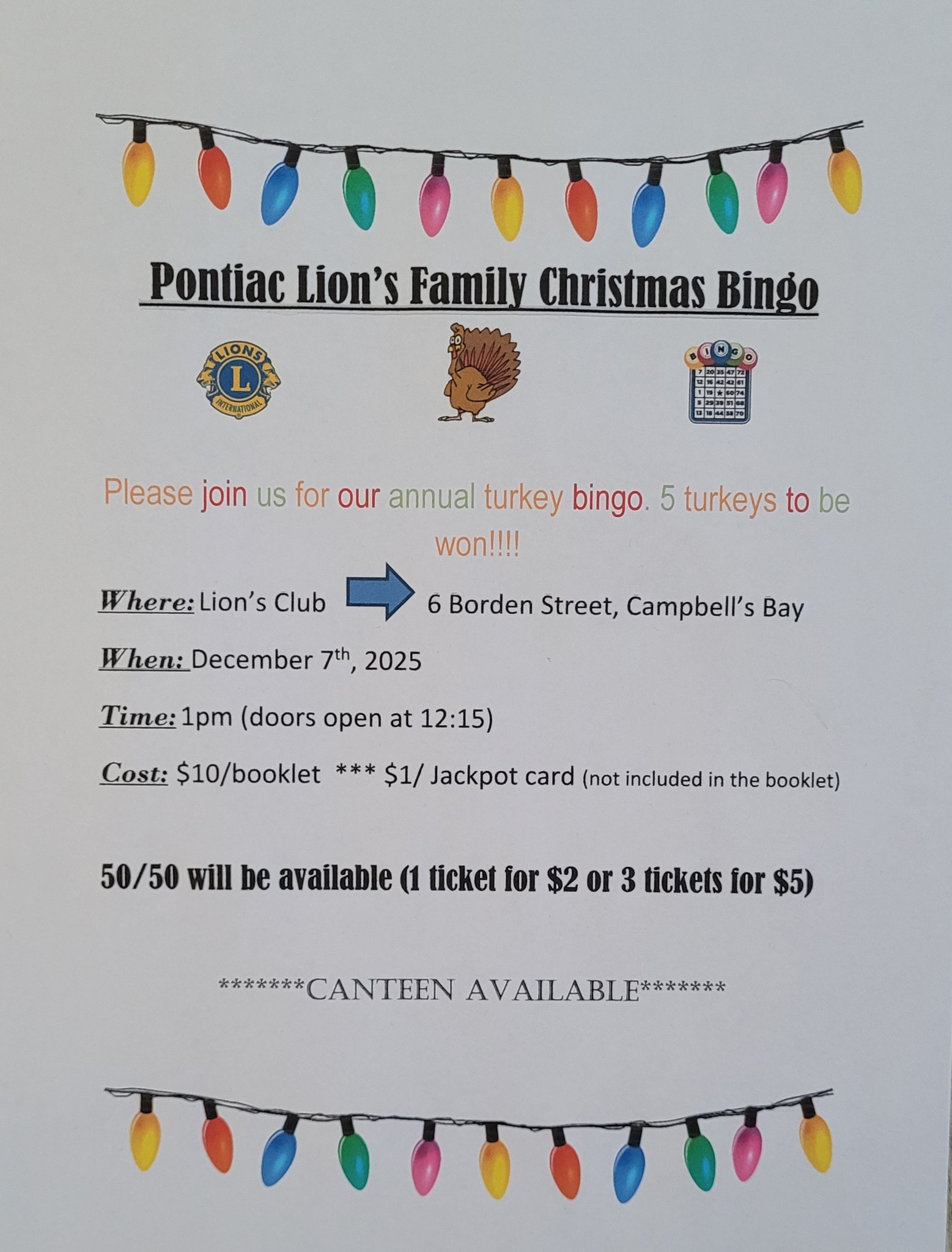 Pontiac Lions Club Family Christmas Bingo