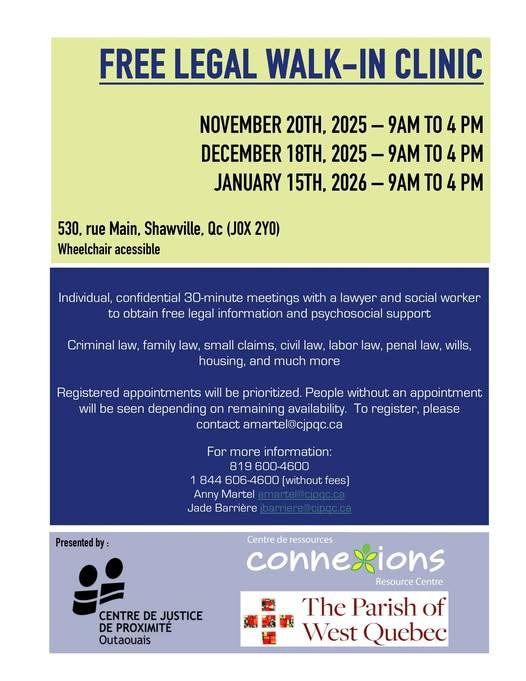 Free legal walk-in clinic - Shawville