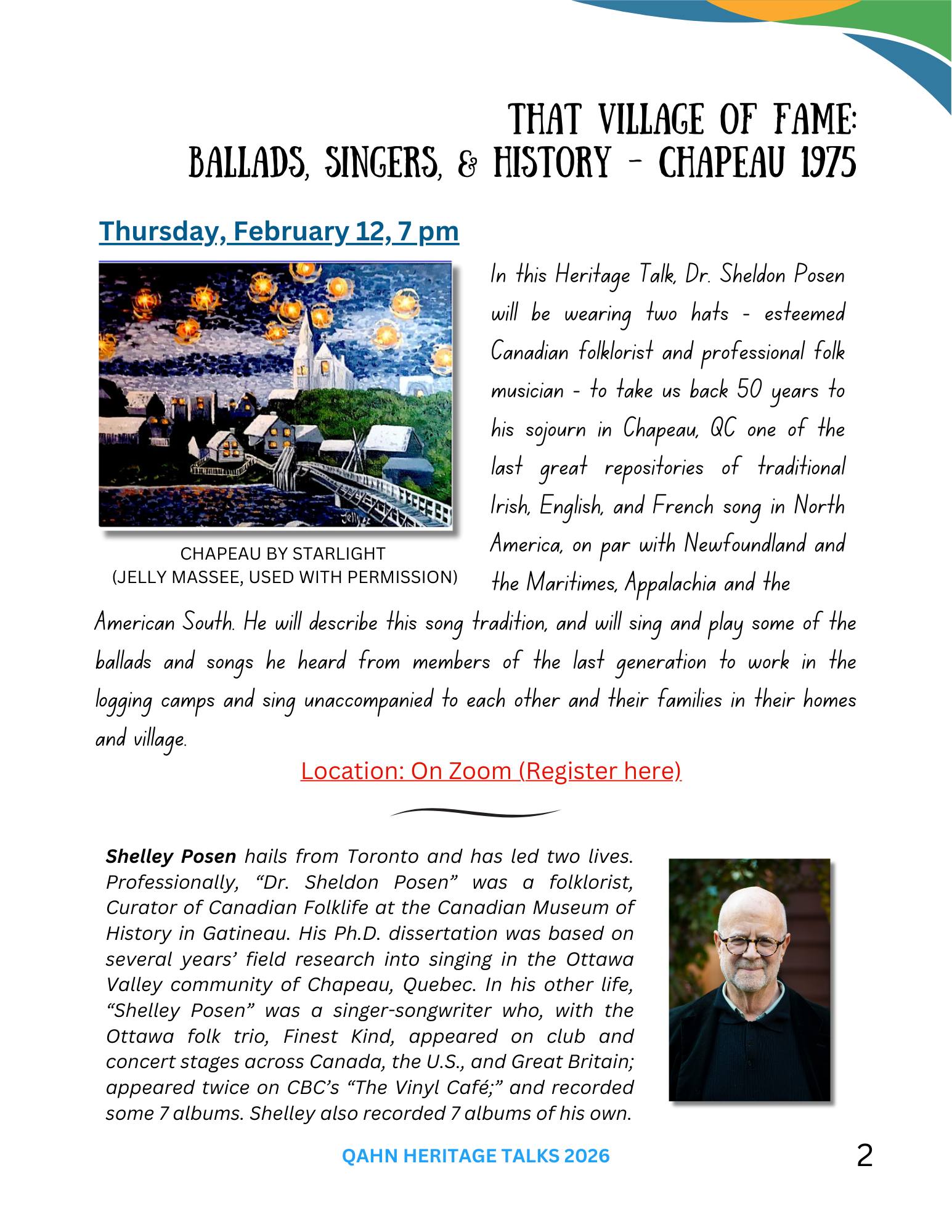 Chapeau Heritage Talk