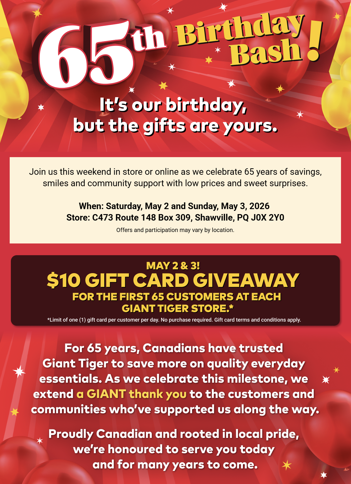 Giant Tiger 65th Anniversary Bash