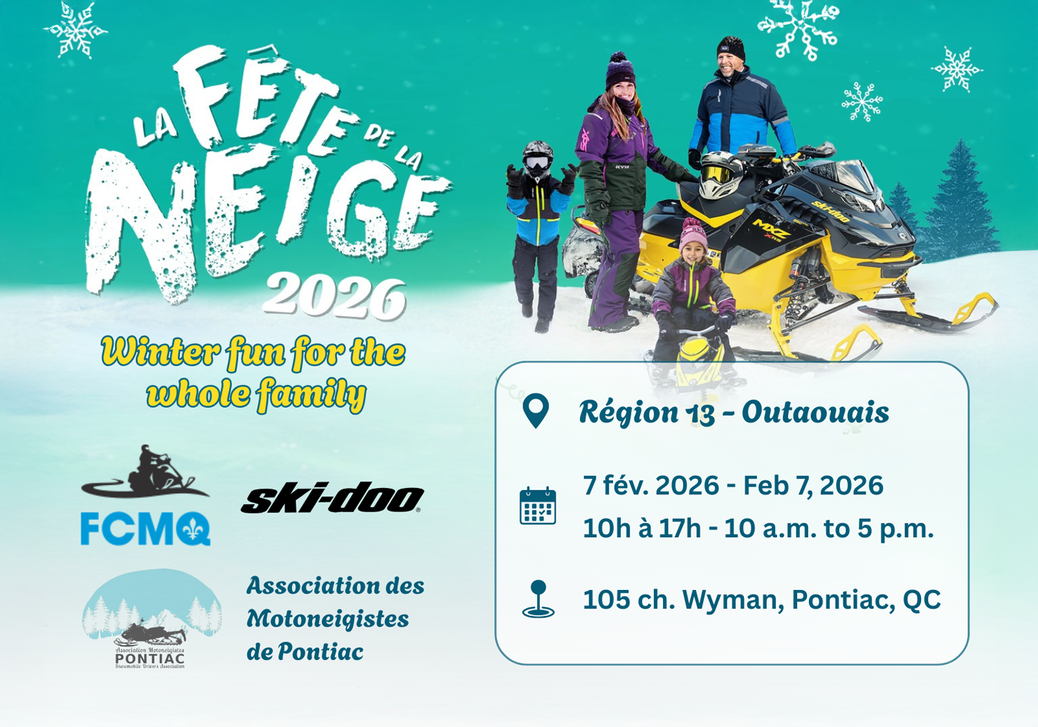 FCMQ’s Fête de la Neige 2026 - Pontiac 