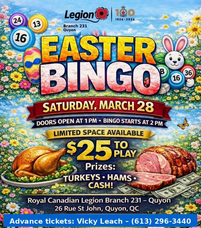 Easter Bingo at the Quyon Legion
