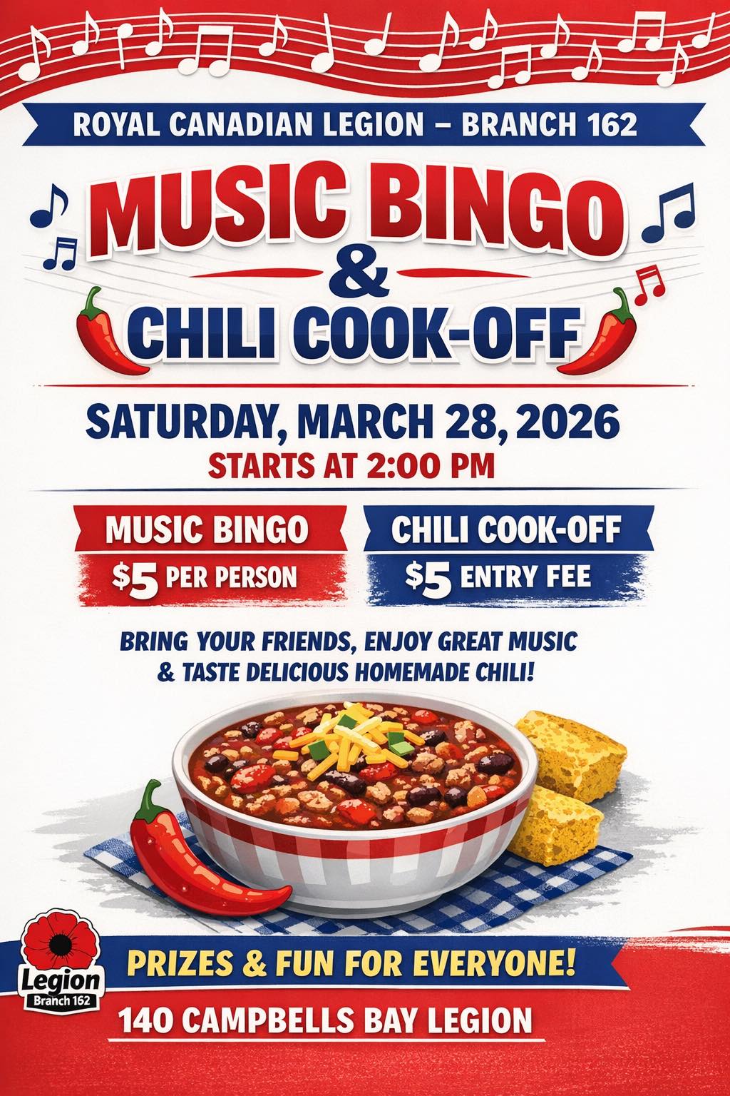 Music Bingo & Chili Cook-off - Campbell's Bay