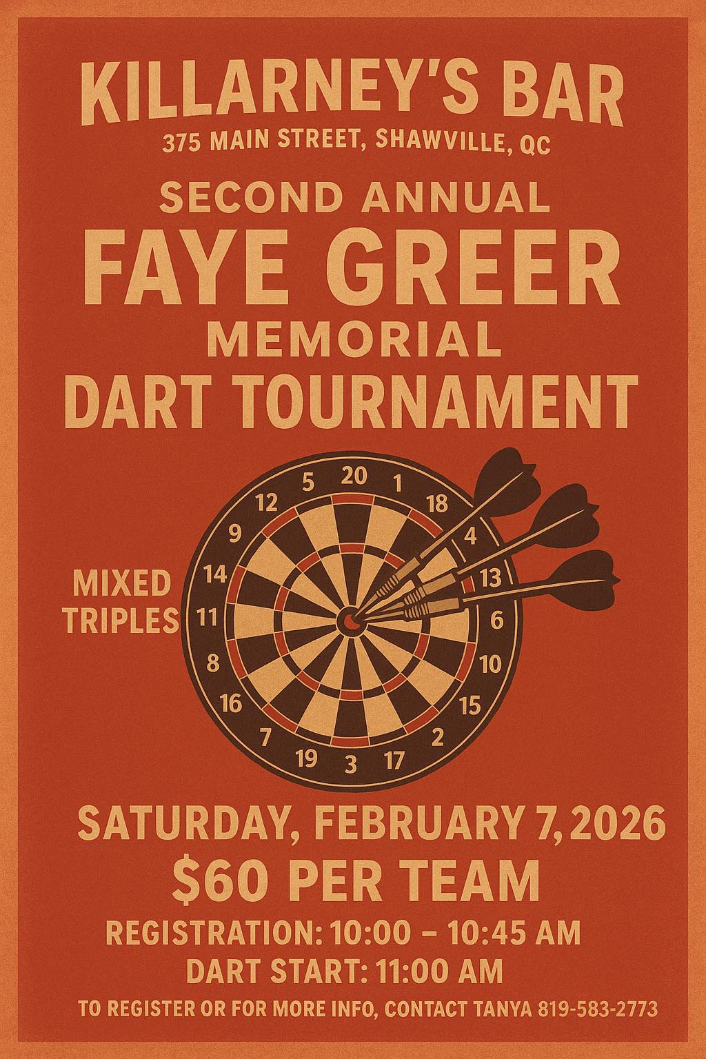 Faye Greer Memorial Dart Tournament  - Shawville