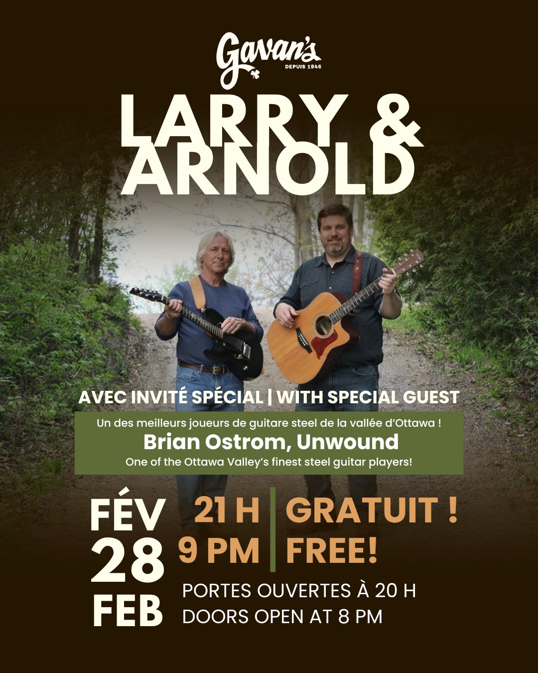 Live at Gavan’s: Larry & Arnold, with special guest Brian Ostrom 