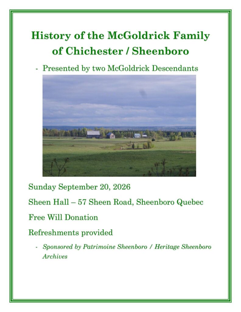 Sheenboro Archives Talk: History of the McGoldrick Family